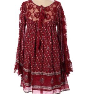 Free People Red Roses Sheer Lace Dress